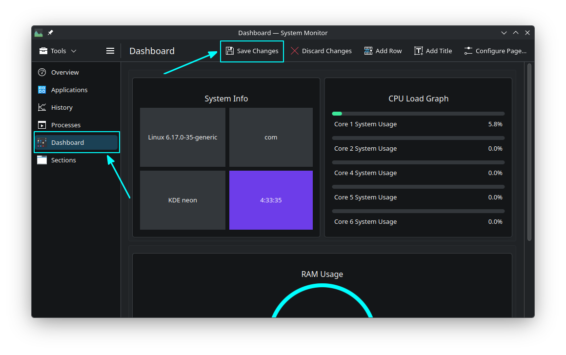 Click on Save changes to save the changes and exit edit mode.