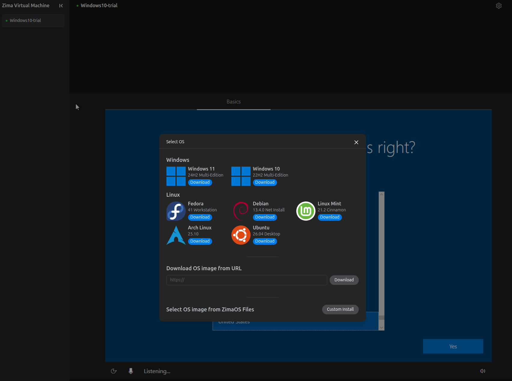 Virtual machines feature is also available in ZimaOS