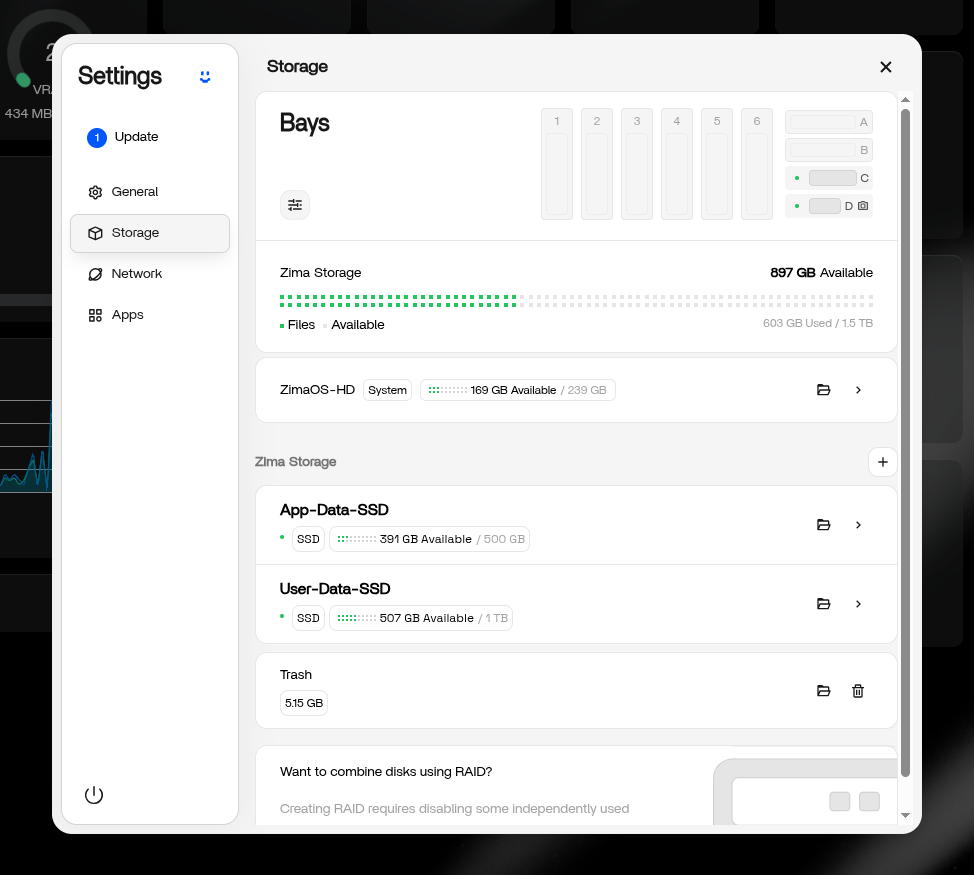 ZimaOS storage