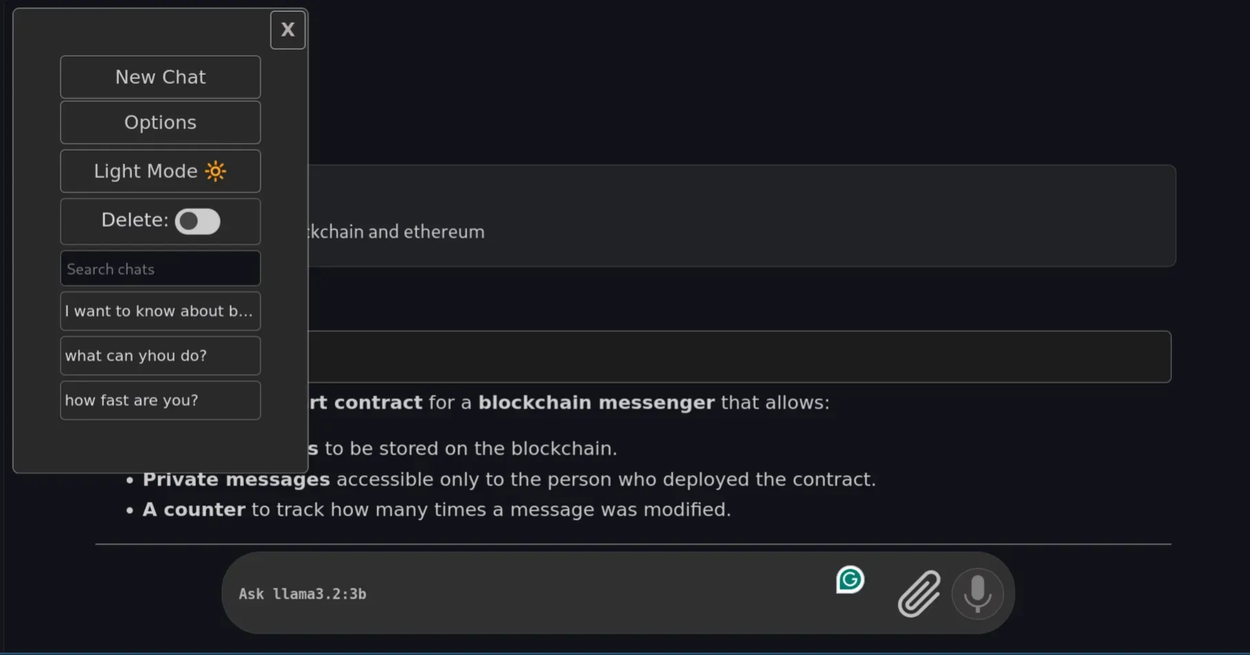 Using OrionChat as a frontend for Ollama Local AI Models