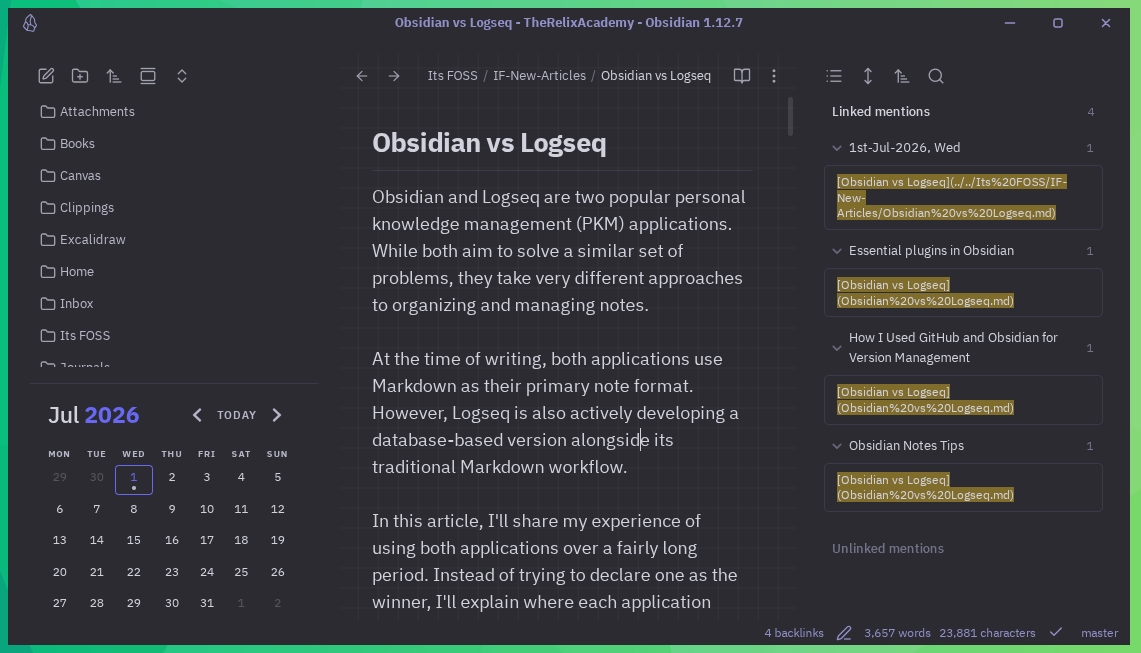 When selected the backlinks button, the right side panel shows the backlinks of the current notes in Obsidian.