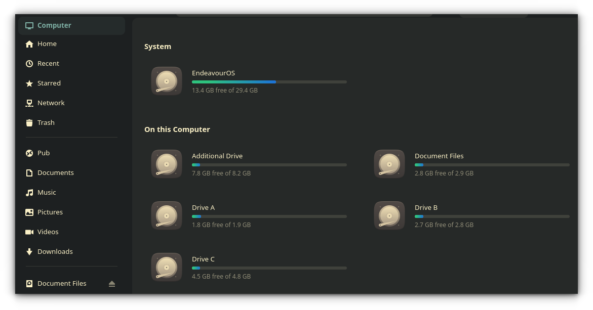 Colored view in Panel in File Manager