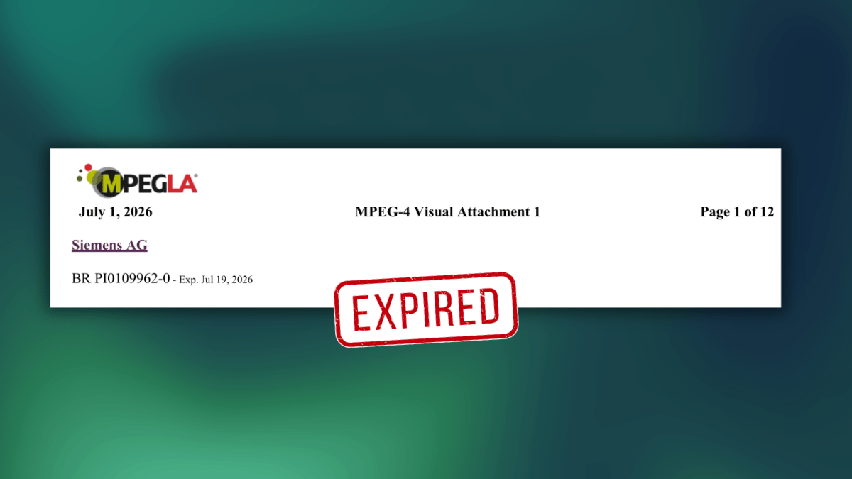 Siemens AG Was The Last Holdout in MPEG-4 Visual's Road to Being Patent-Free
