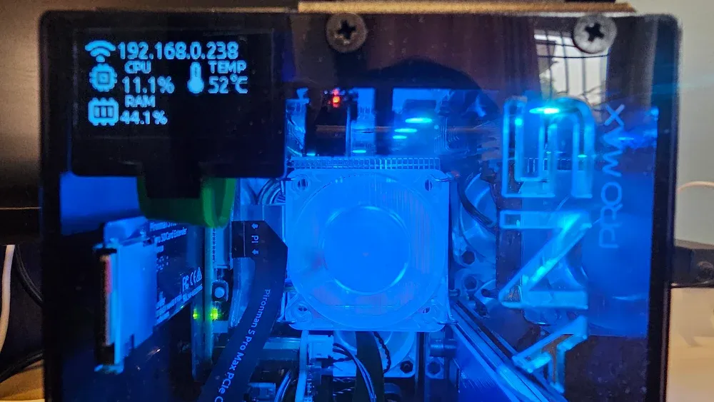 OLED display in Pironman 5 Pro Max