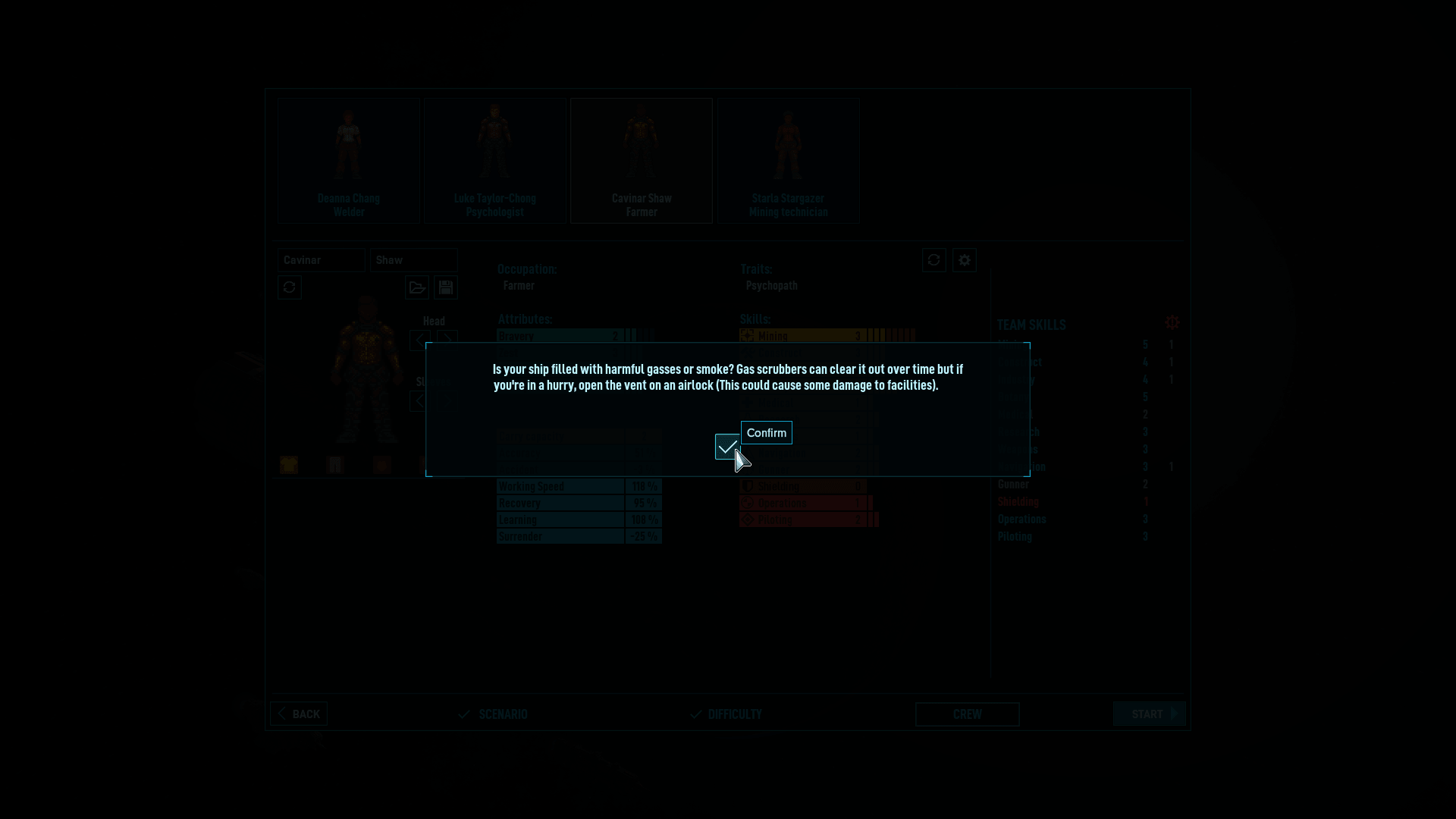 a confirm button is visible that, when clicked, would load the map on a space haven save