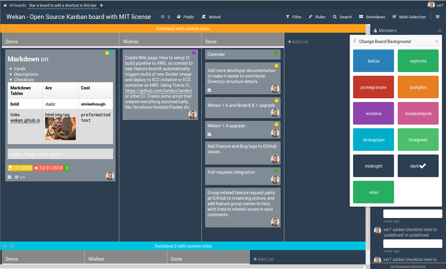 Wekan is open source trello alternative