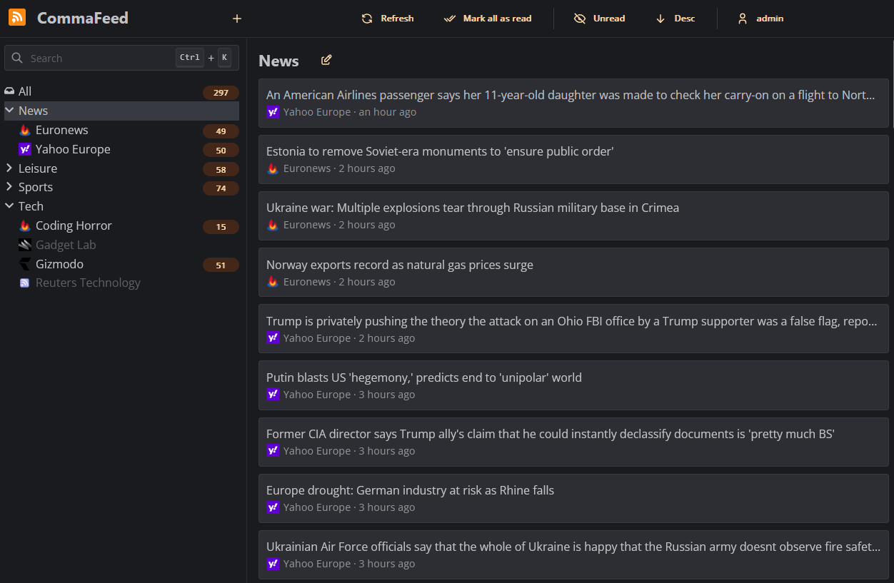 CommaFeed feed reader