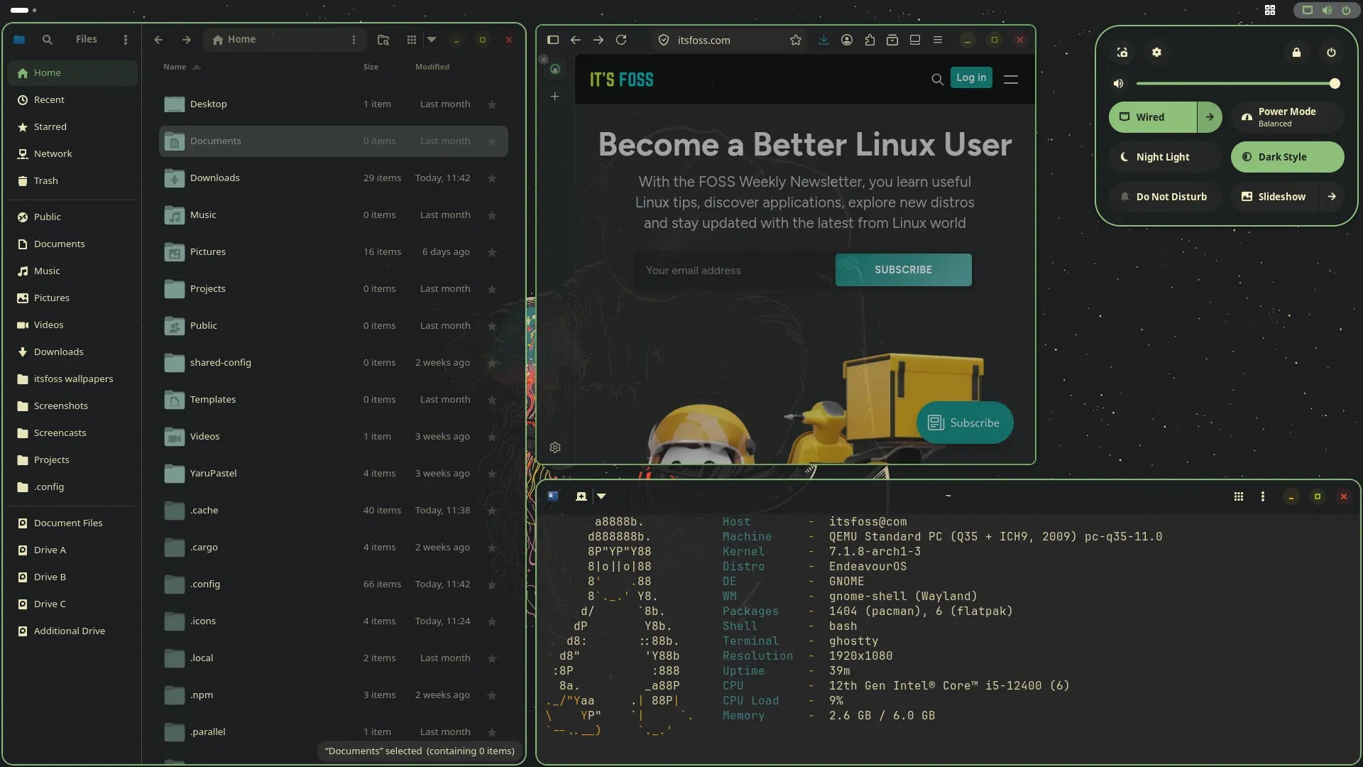 GNOME customized with Rewaita