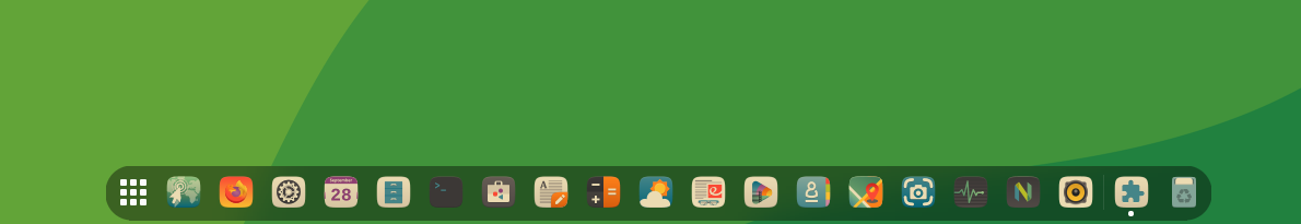 Dash to Dock displaying a dock in GNOME Desktop, that has several application pinned.