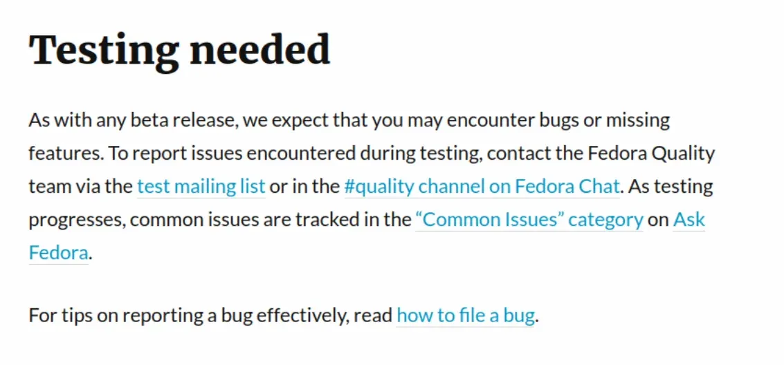 Fedora beta testing