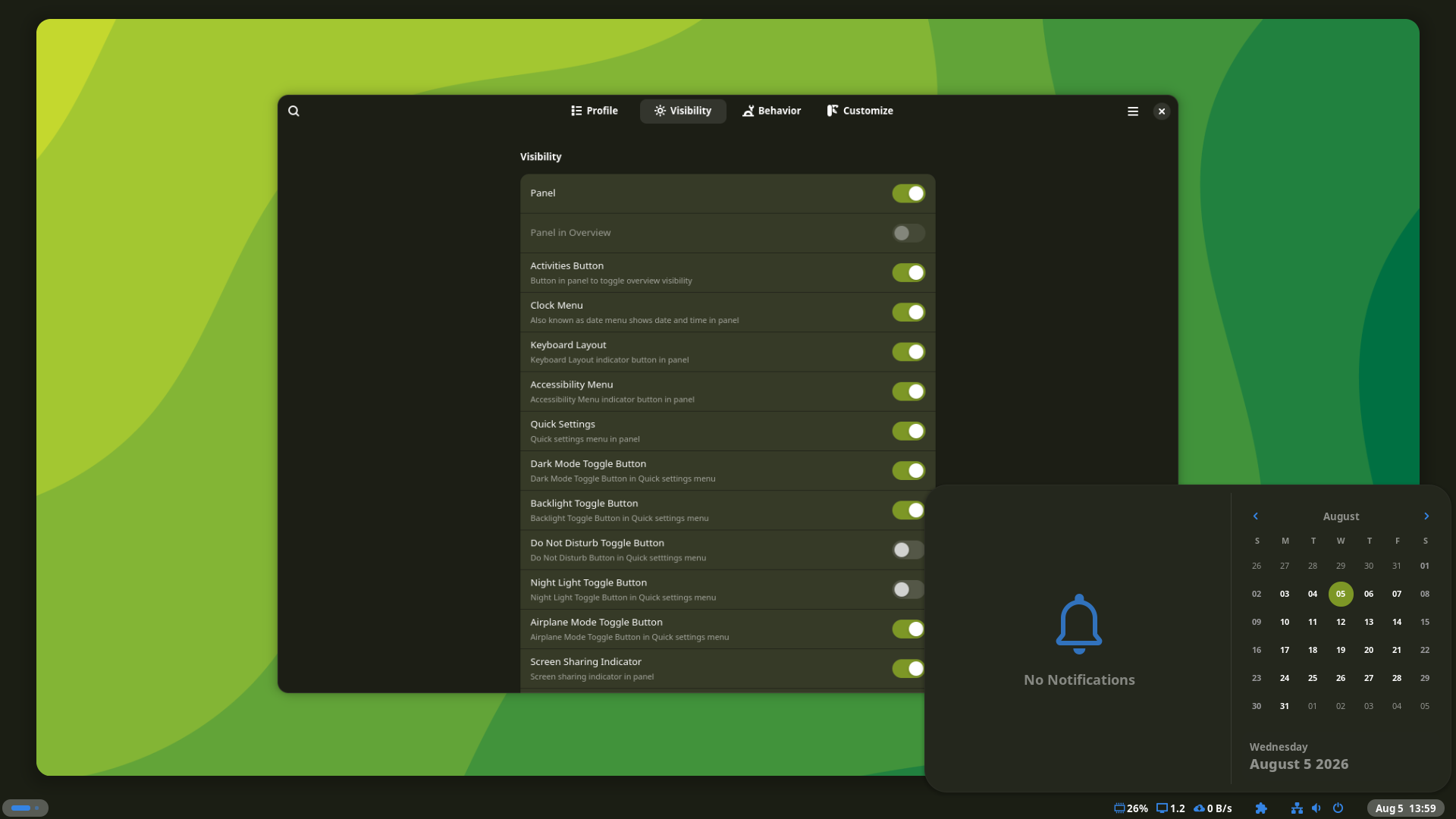 Using Just Perfection in GNOME