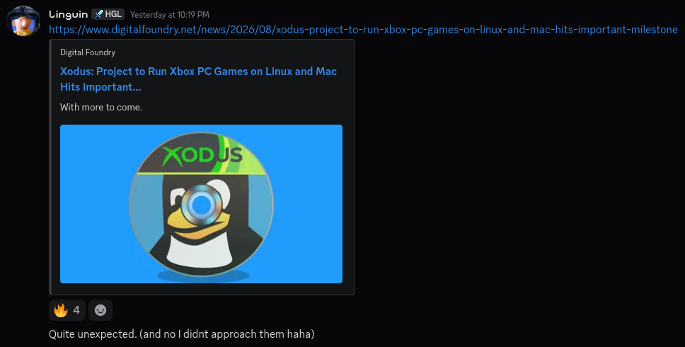 a cropped screenshot of a discord message from someone called "linguin"