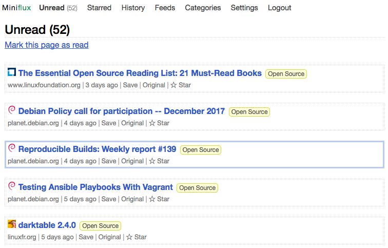 Miniflux reader