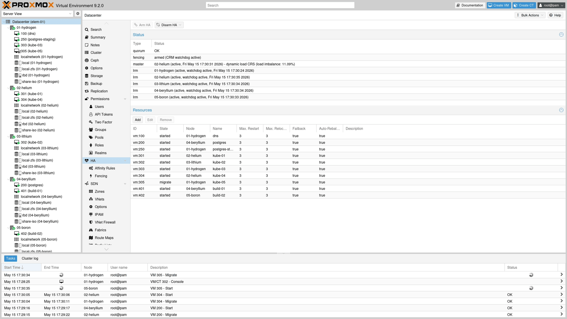 A Proxmox VE 9.2 interface is shown here with many options throughout.