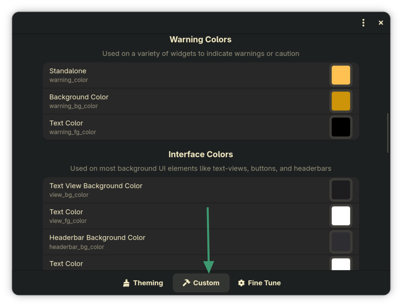 Custom coloring options