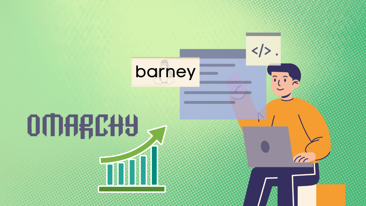 barney omarchy banner for depicting how omarchy is growing while barney is a one-man project looking to take on it