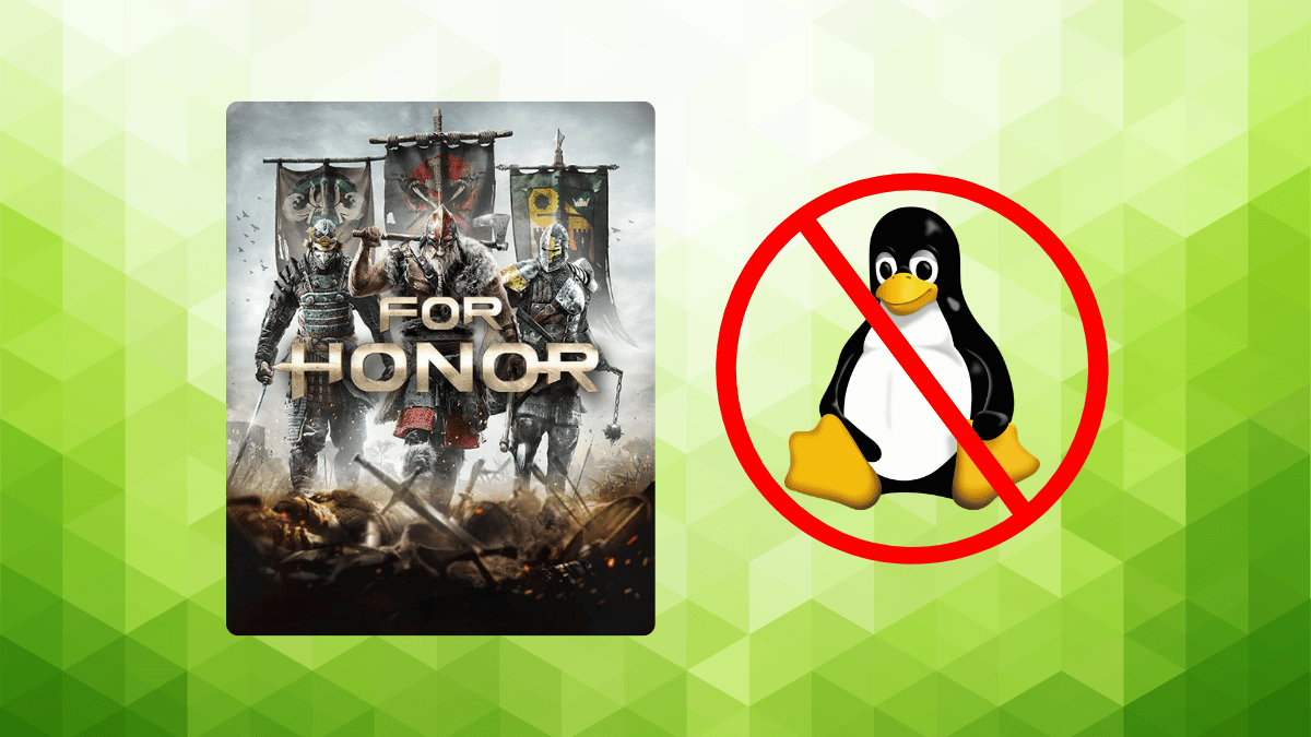 for honor marketing poster on left, an illustration depicting tux, the mascot penguin of linux with a not allowed sign on it on the right