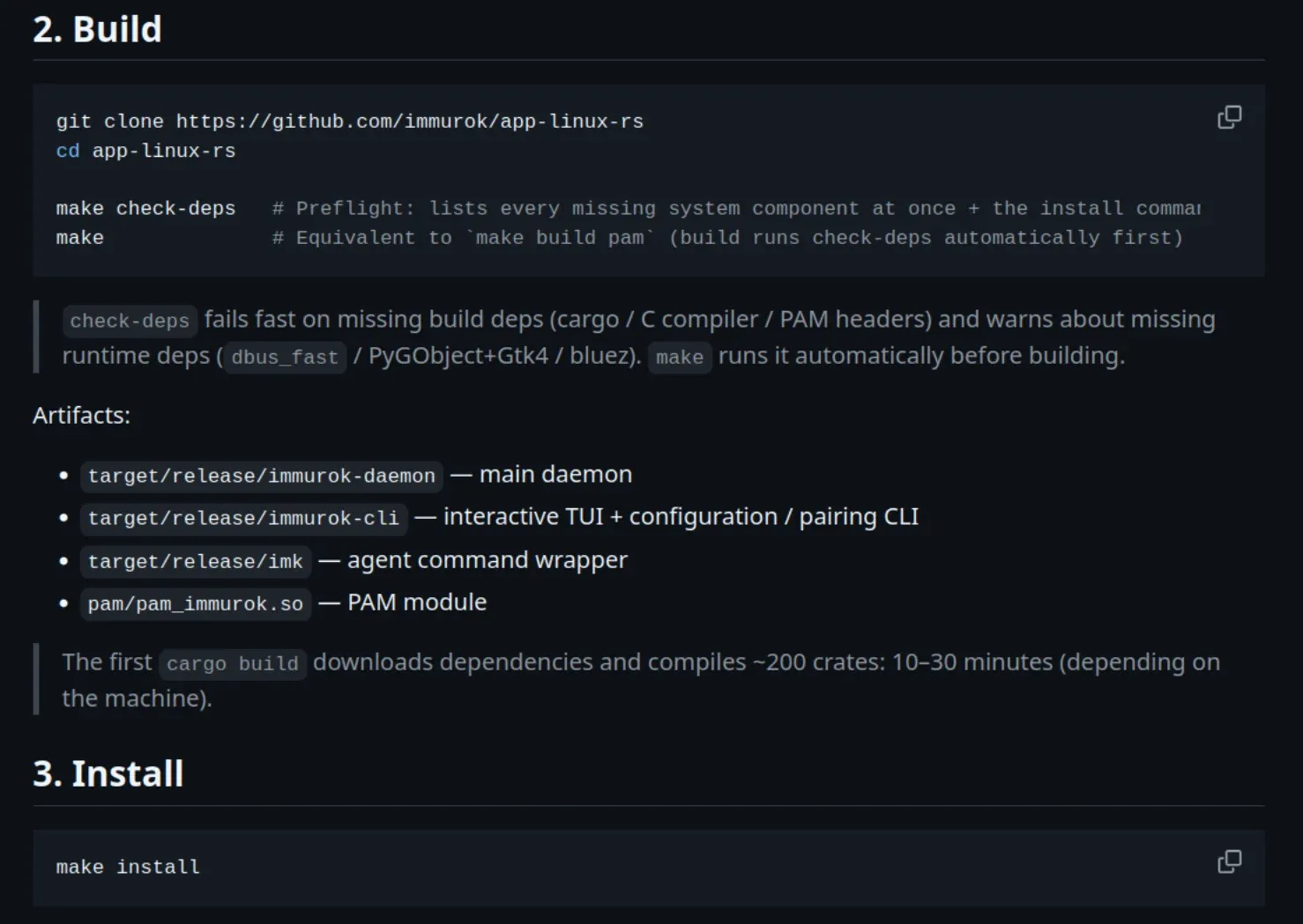 Immurok linux install instructions