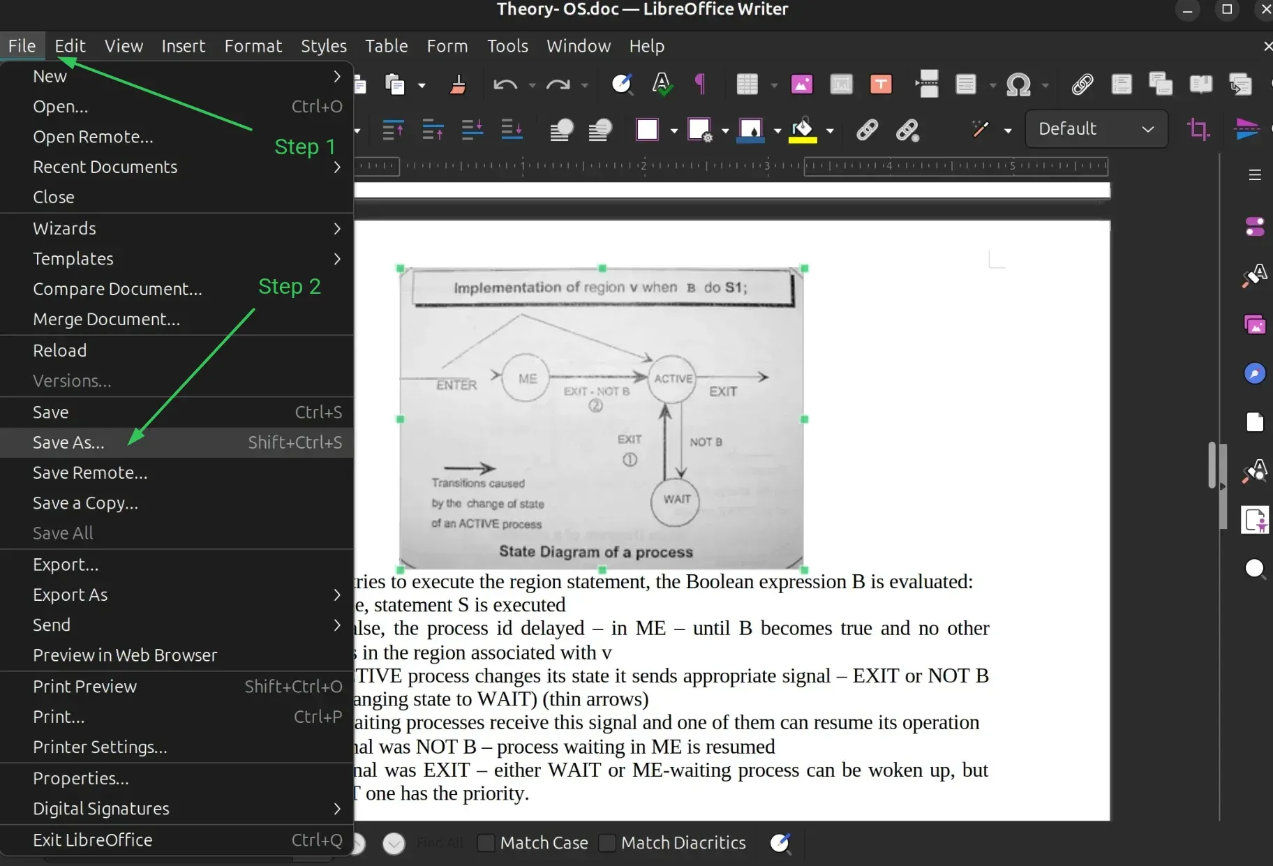 Save file as HTML in LibreOffice