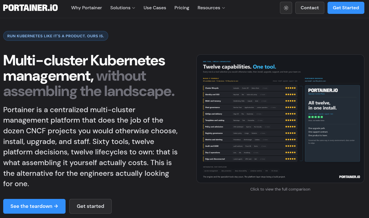 portainer website is shown