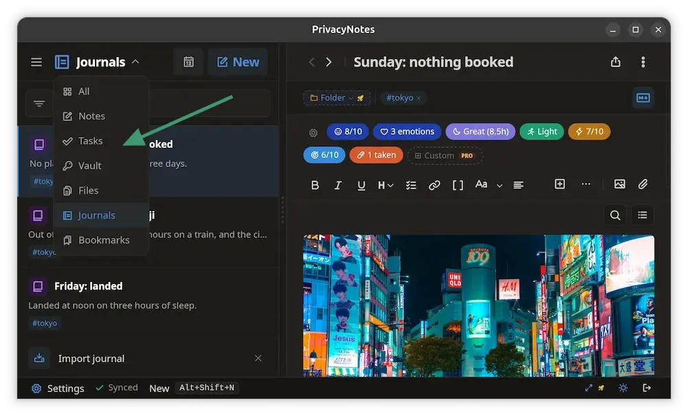 Privacy Notes note types