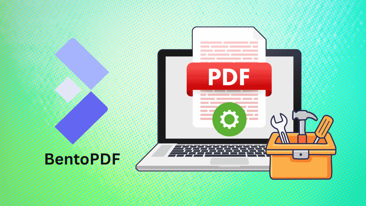bentopdff banner with laptop and toolbox