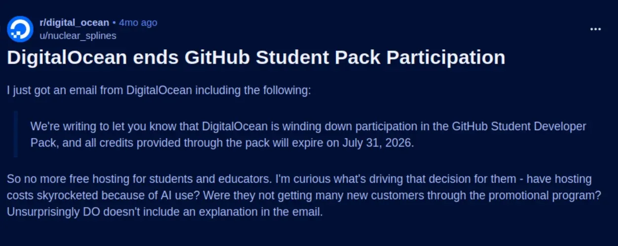 DigitalOcean Quietly Ends Open Source Credits Program