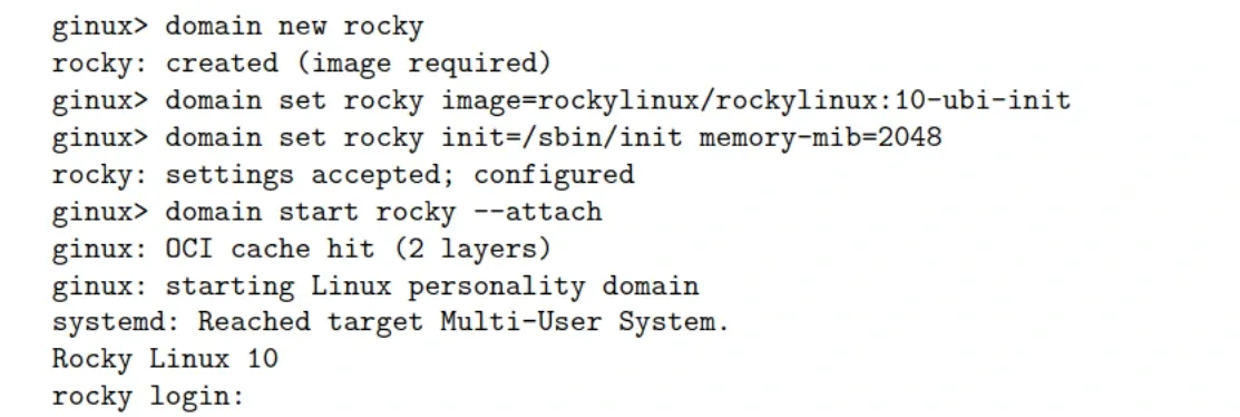 Ginux running Rocky Linux
