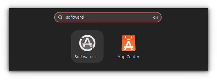 Open Software Updater from Ubuntu Activities Overview