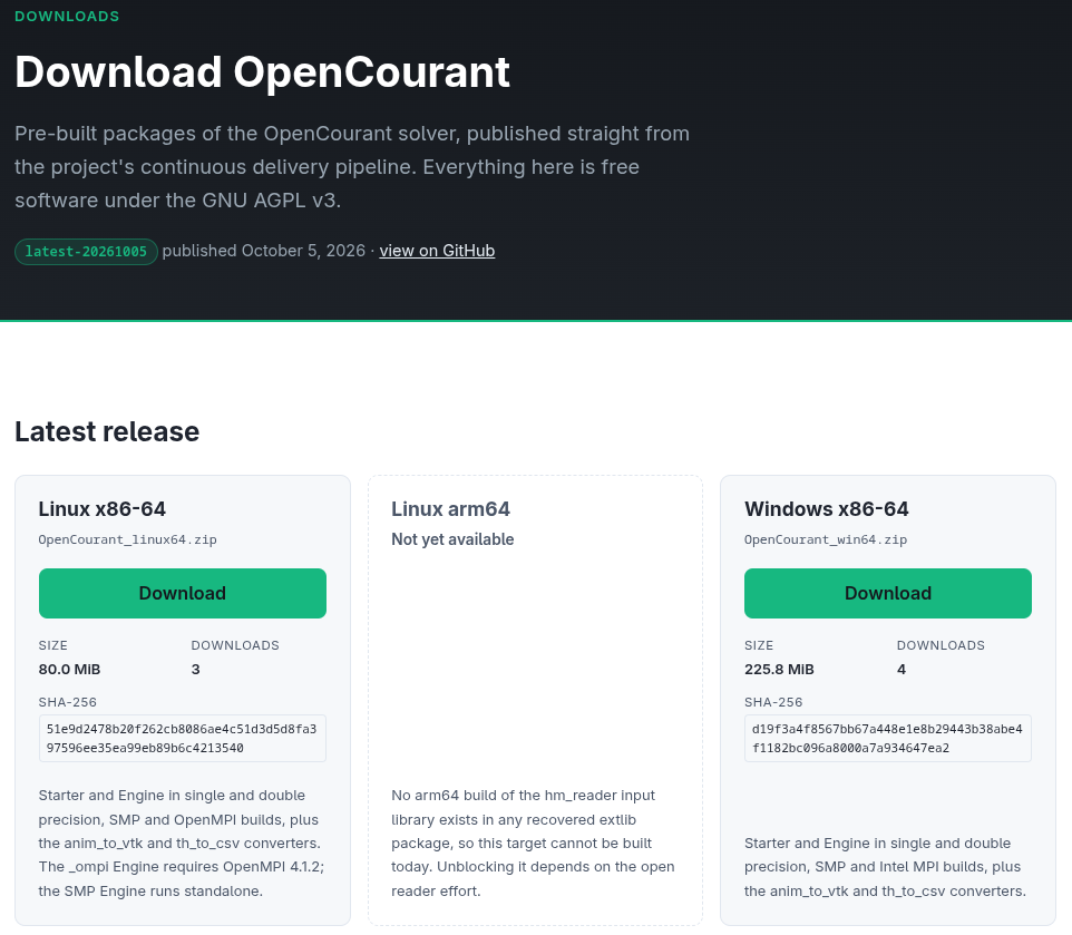 a placeholder image that shows the opencourant download page on its website