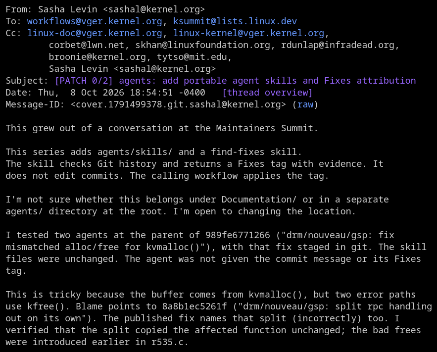 sasha levin portable agent skills and fixes attribution