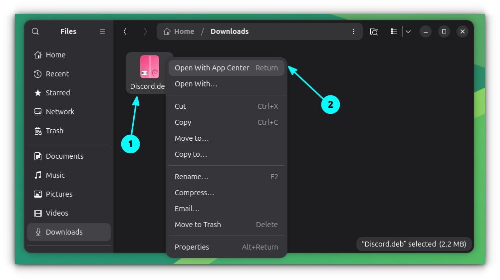On File manager, right-click on a deb file and then select Open With App Center option.