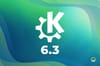 there is the logo of kde plasma with the 6.3 written below it, all of which is arranged centrally