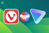 vivaldi and proton vpn logos with a handshake illustration in the middle