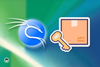 kali linux logo on left, apt illustration with a box and a key on the right
