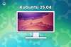 kubuntu 25.04 written above a monitor that shows a screenshot of it