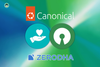 the logos for canonical and zerodha are placed to cover two illustrations that show the spirit of donation and open source