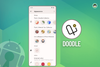 doodle logo on the left, doodle app screenshot with appearance page on the right, with the android logo below it