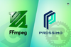 the logos for ffmpeg, c, prossimo, and rust are shown in this divided illustration