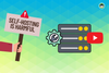 a hand with a placard saying self-hosting is harmful, then a illustration of a home server and the youtube logo