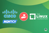 the logos for cisco and the agntcy project on the left, an illustration that shows a palm with a floating heart in it in the middle, and the linux foundation logo on the right