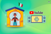 a person is seein jailed inside a prison, the italian flag flys above it, the youtube logo is on the right, with an illustration of an android handheld