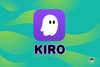 kiro ai ide logo in the center, it has purple hues and a cute casper-looking ghost