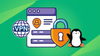 an illustration for a vpn app is shown in the middle, with a globe and padlock in it, there's a happy penguin sitting in front of it, towards the right