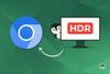 chromium logo on left, with a monitor on the right that has the hdr logo in it, and a penguin looking out of it