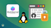 multikernel technologies logo on the left, tux, the mascot of linux in the middle, and an illustration that shows open source inside an application window and a open padlock