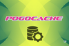 a pink colored pogocache logo is on top, and a grey/faded illustration showing a database with a gear is below