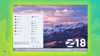 a screenshot of the beta build of zorin os 18 is shown in the middle with the application launcher open and a icy mountain wallpaper in the background