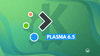 kde plasma logo in the middle, with plasma 6.5 written in white inside a blue box on the right (off-center)