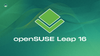 opensuse leap logo on top, opensuse leap 16 written in white below